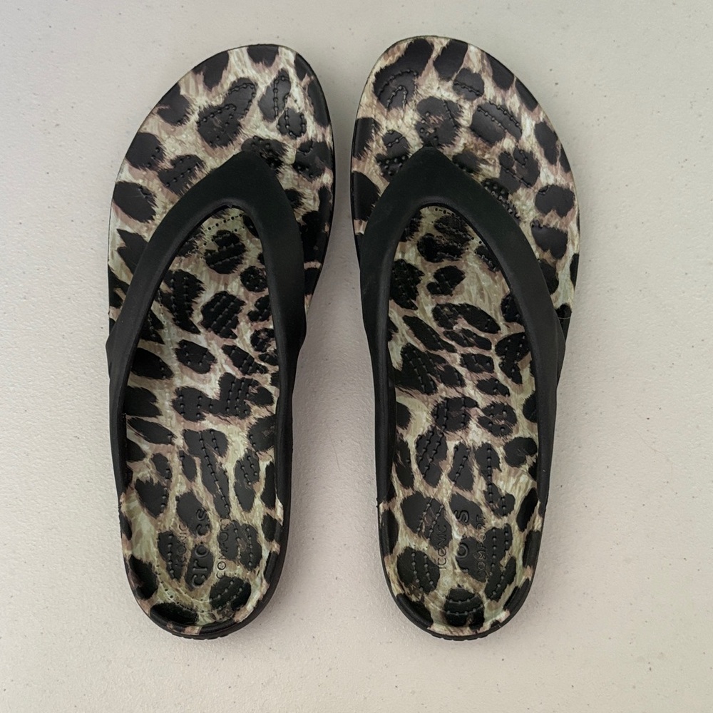 CROCS Black Leopard Women's Sandals